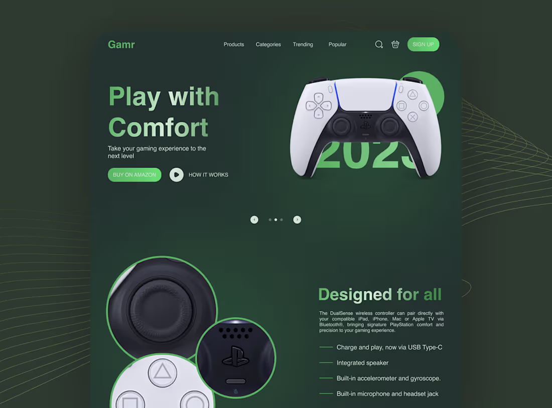 Cover image for Game UI Microinteraction- Wireless Controller Website on Behance