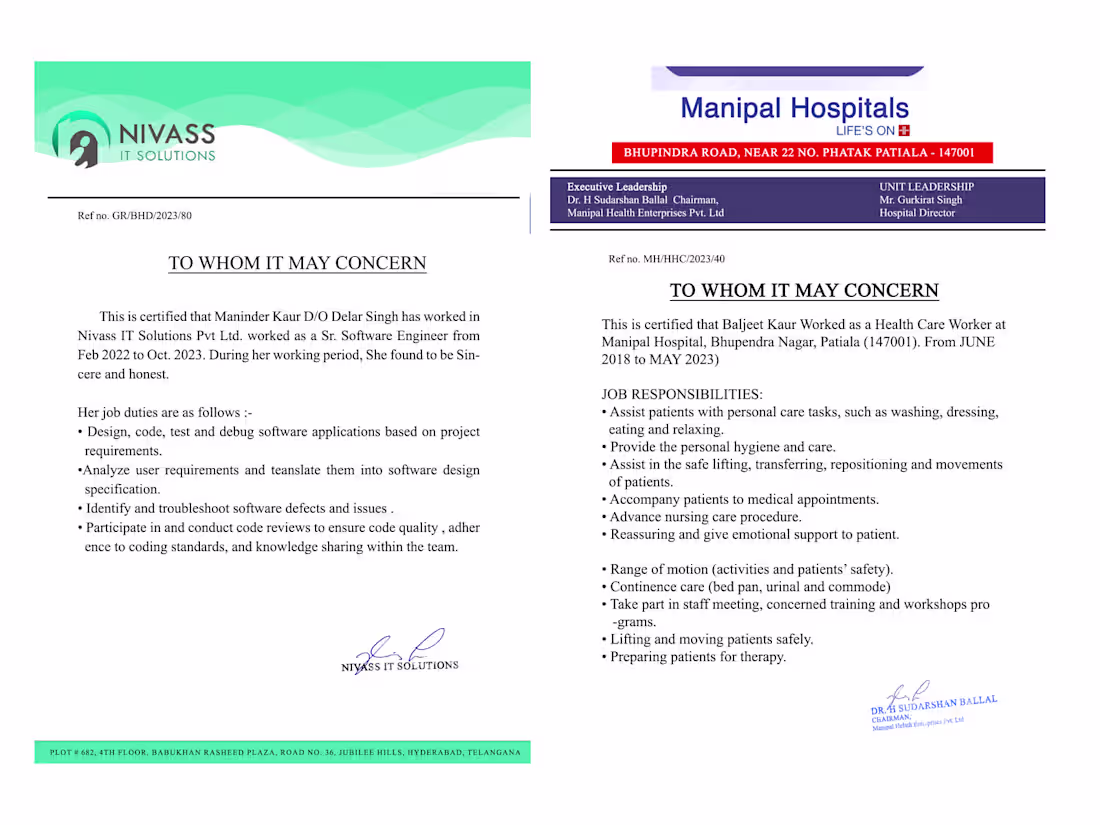 Cover image for Experience Certificate