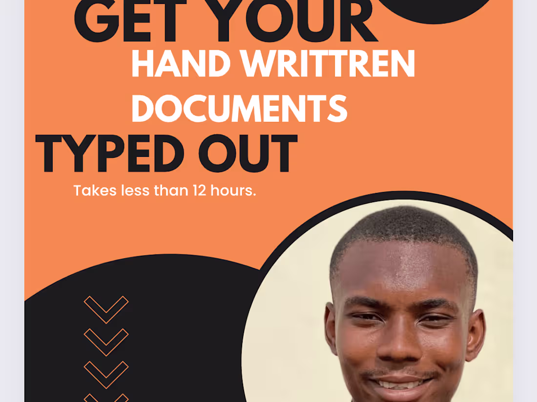 Cover image for I will turn a hand written text to a word document