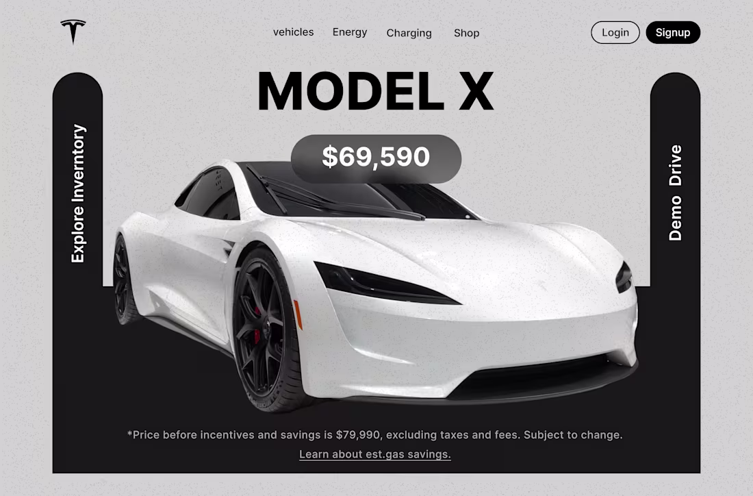 Cover image for Tesla Product Page Design
