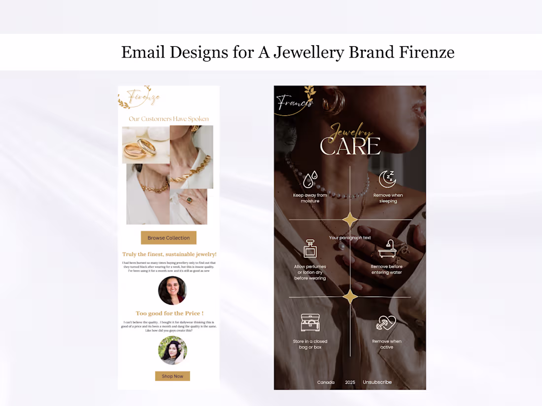 Cover image for Email Designs for a jewellery brand Firenze