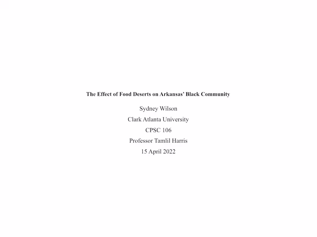 Cover image for The Effect of Food Deserts on Arkansas’ Black Community 