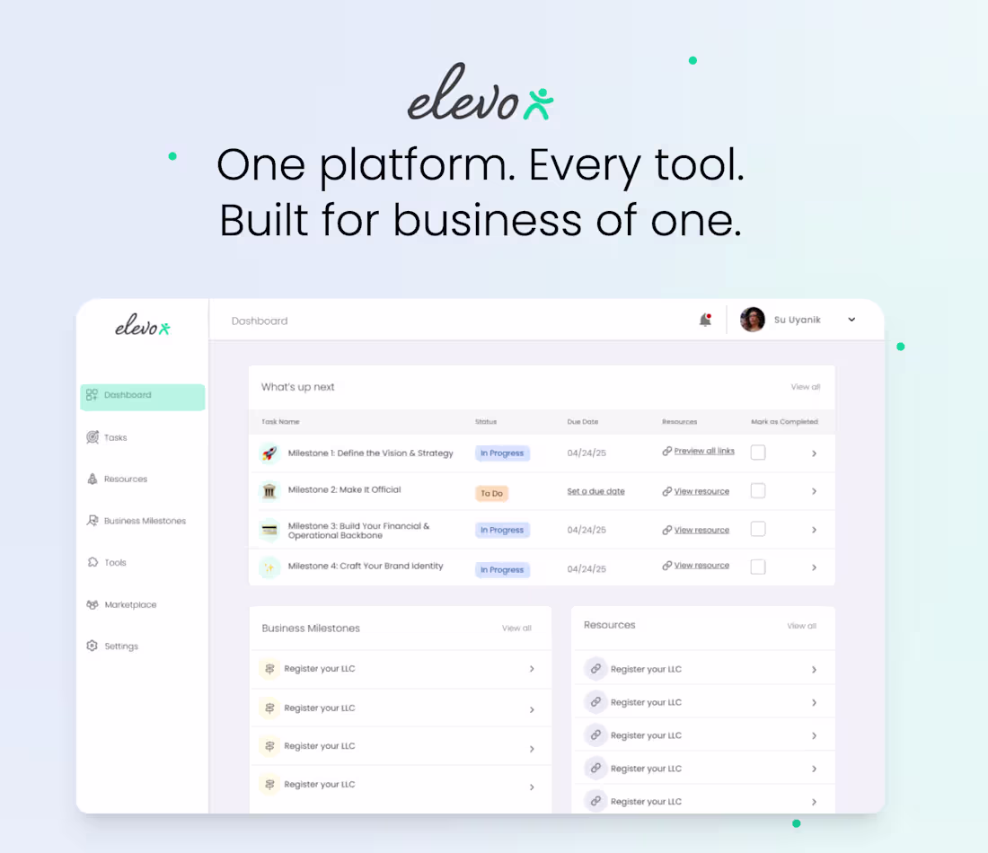 Cover image for Current passion project is Elevo. Elevo gives solopreneurs a...