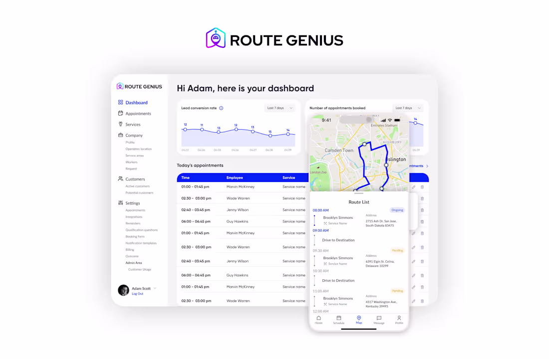 Cover image for Route Genius: Scheduling and Route Management platform 