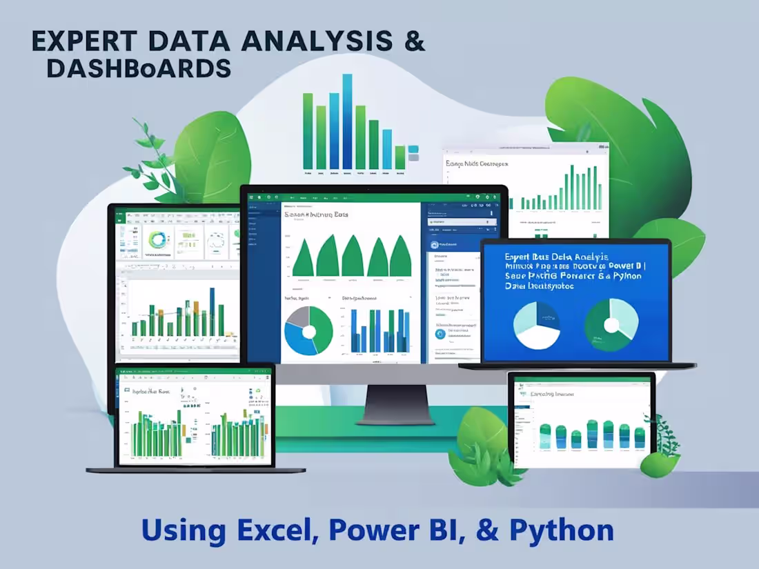 Cover image for Expert Data Analysis & Dashboards with Excel, Power BI & Python 