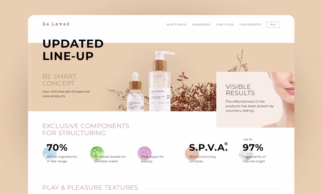 Cover image for The Be Loved / Be Smart skincare line website is a project t...