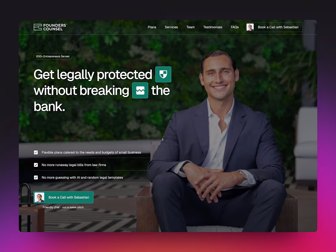 Cover image for Website for Legal Start-Up: Founder's Counsel