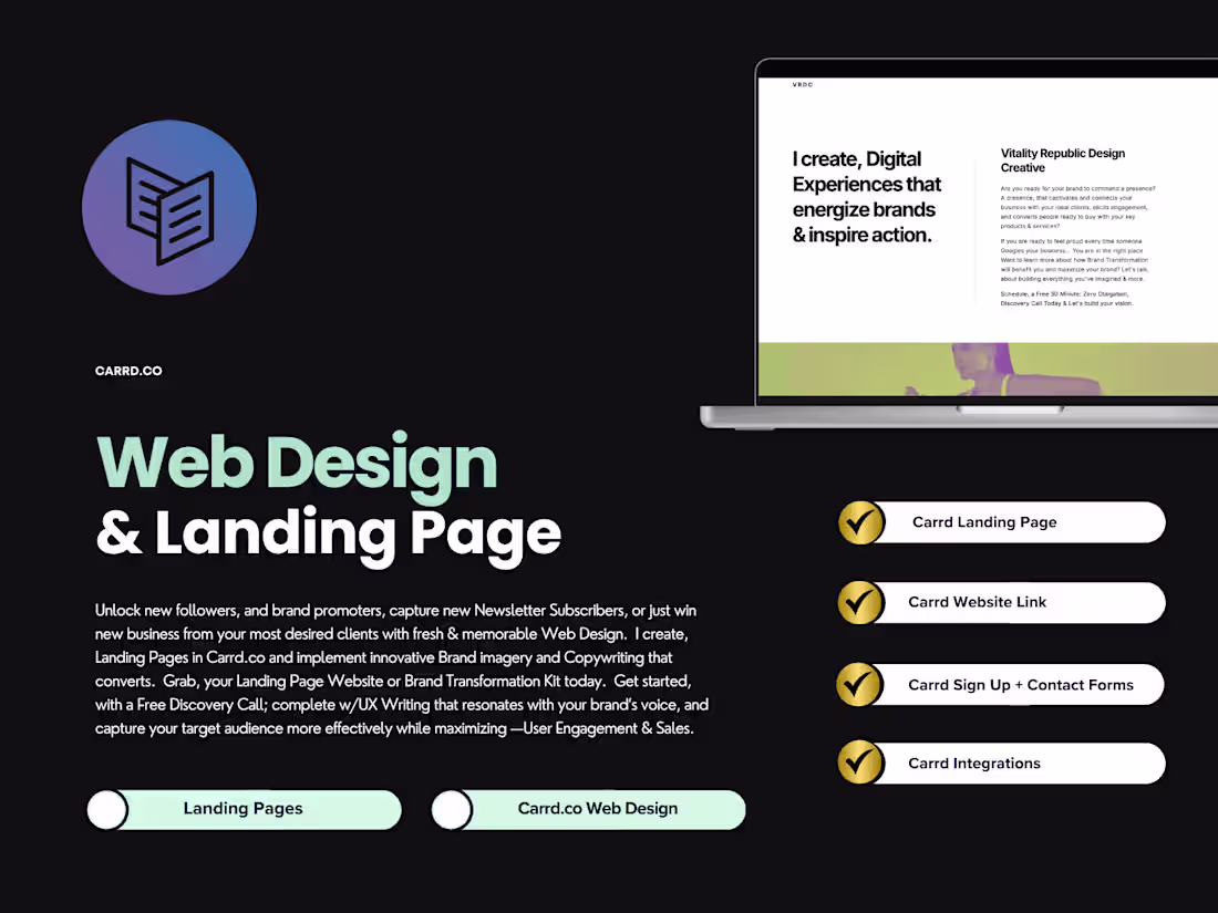 Cover image for A Quick Carrd Landing Page • Website • Turn Clicks Into Clients