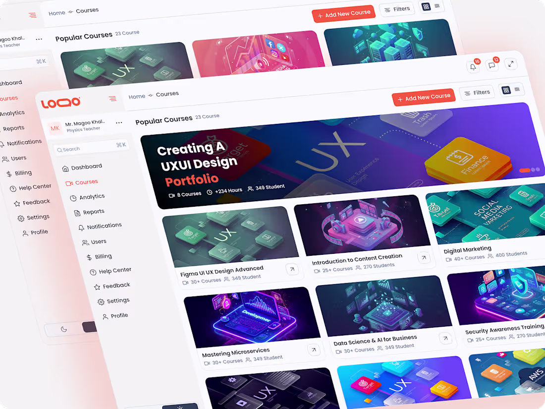 Cover image for LMS Dashboard UI/UX Design