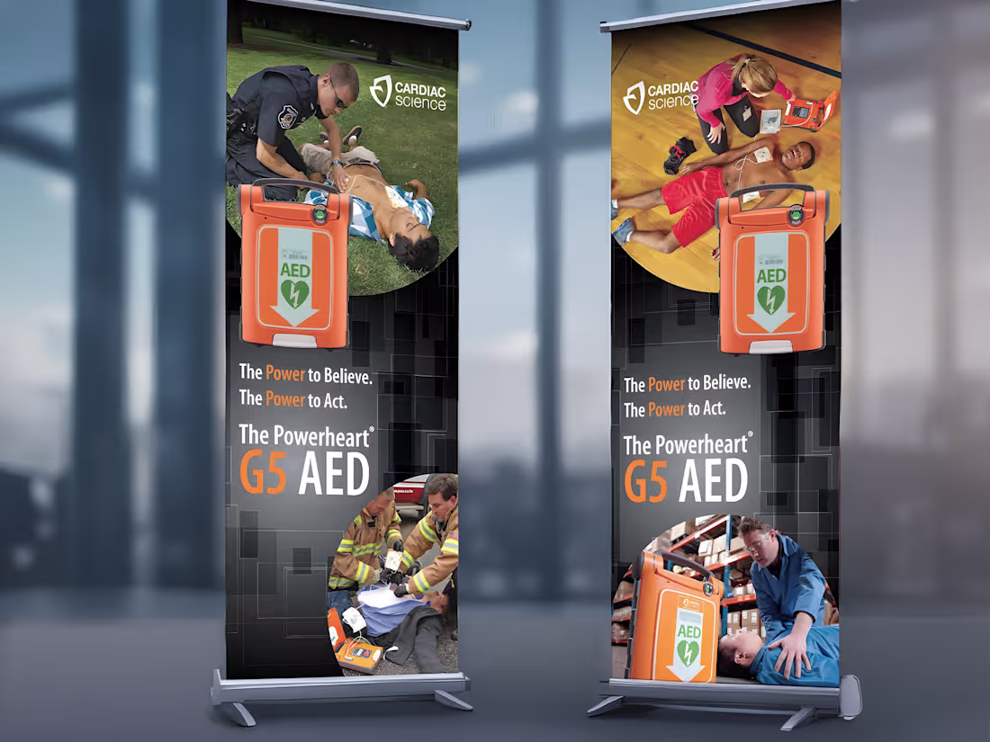 Cover image for Powerheart G5 AED Pull-Up Banner Design