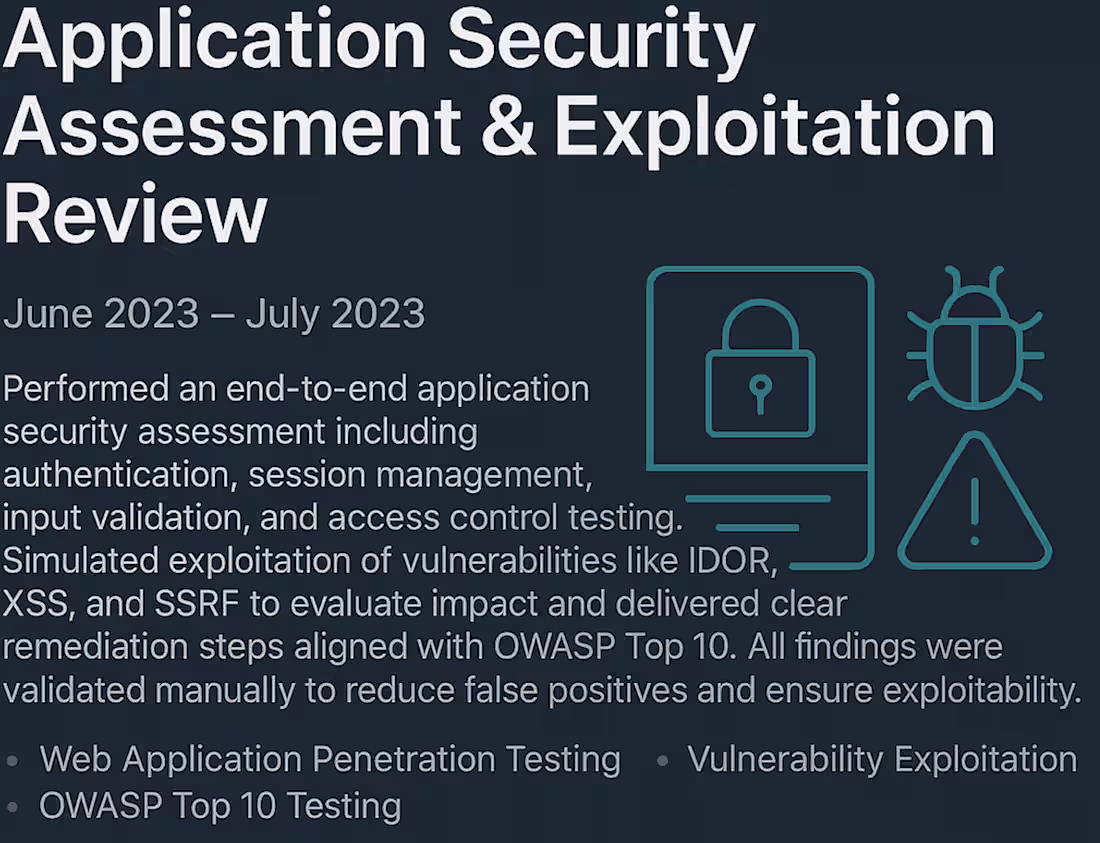Cover image for Application Security Assessment & Exploitation Review