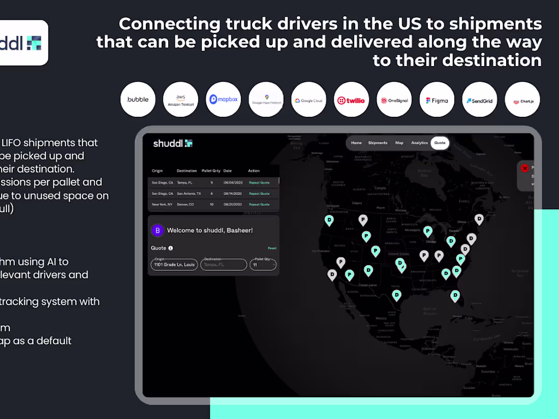 Cover image for shuddl - AI Trucking Platform for US LTL Industry