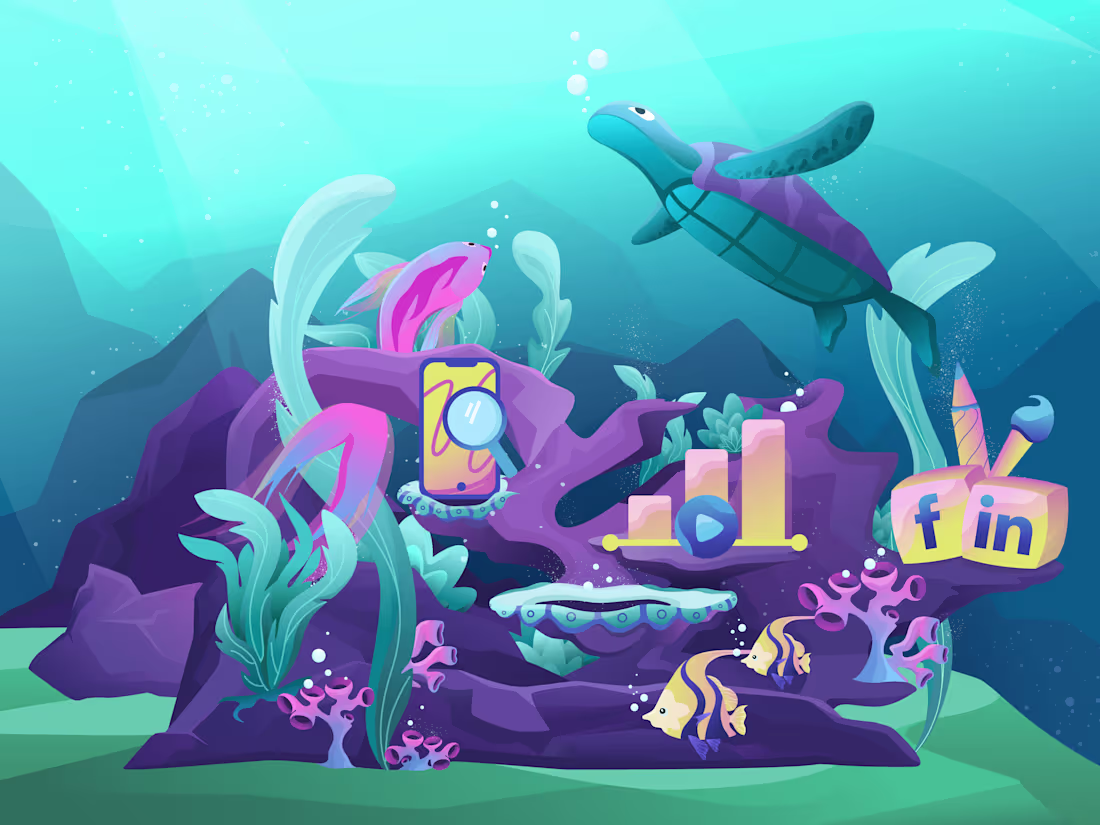Cover image for Illustration for the main page of Symbiosis marketing agency web