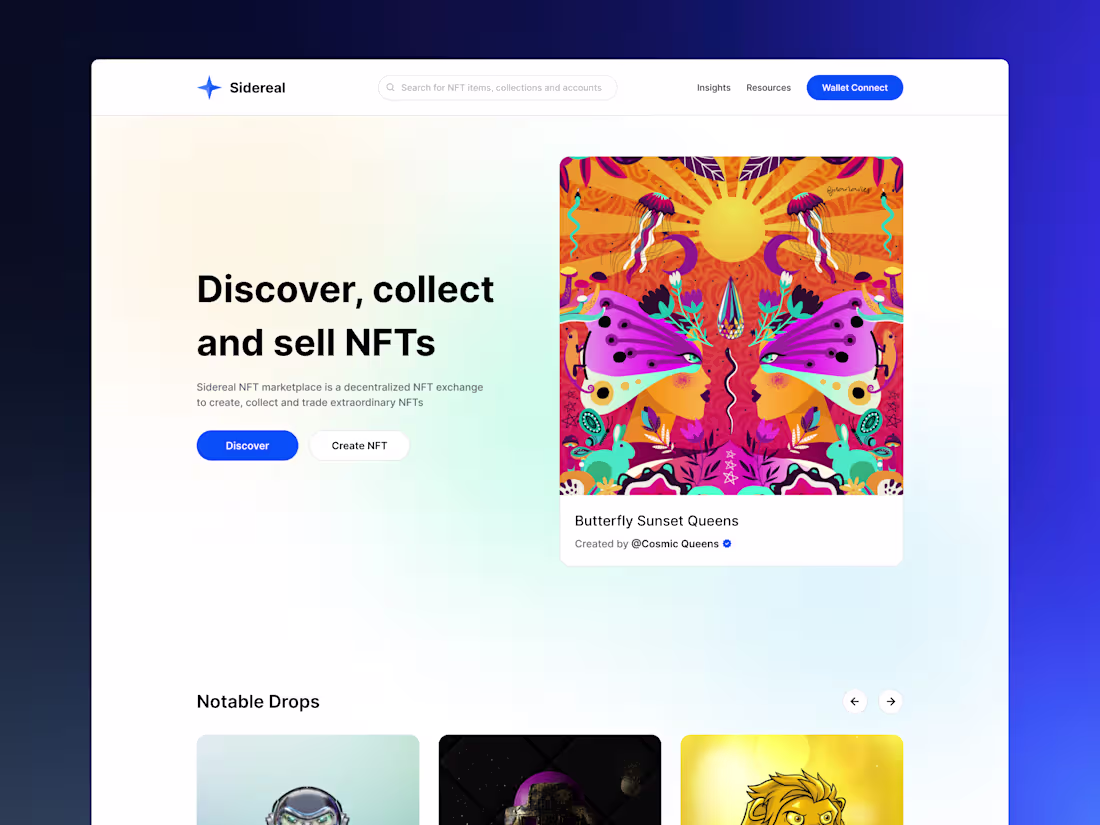 Cover image for Sidereal - Web3 NFT Marketplace Website