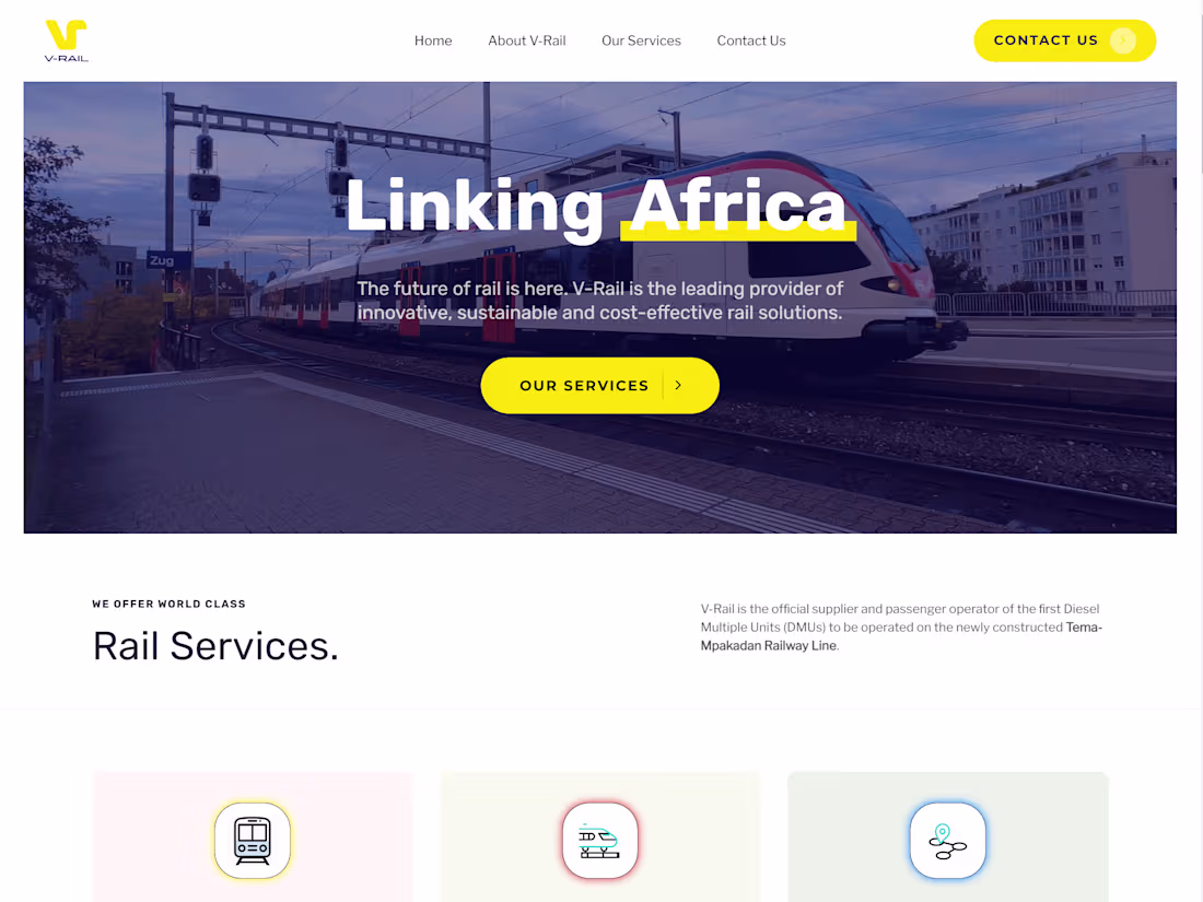 Cover image for Website Design for Rolling Stock company, V-Rail