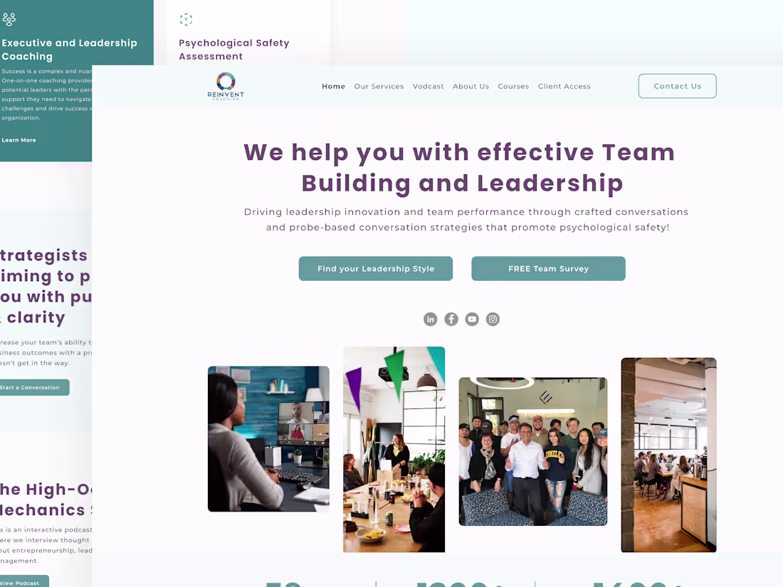 Cover image for Reinvent Coaching  I  Consultancy Firm