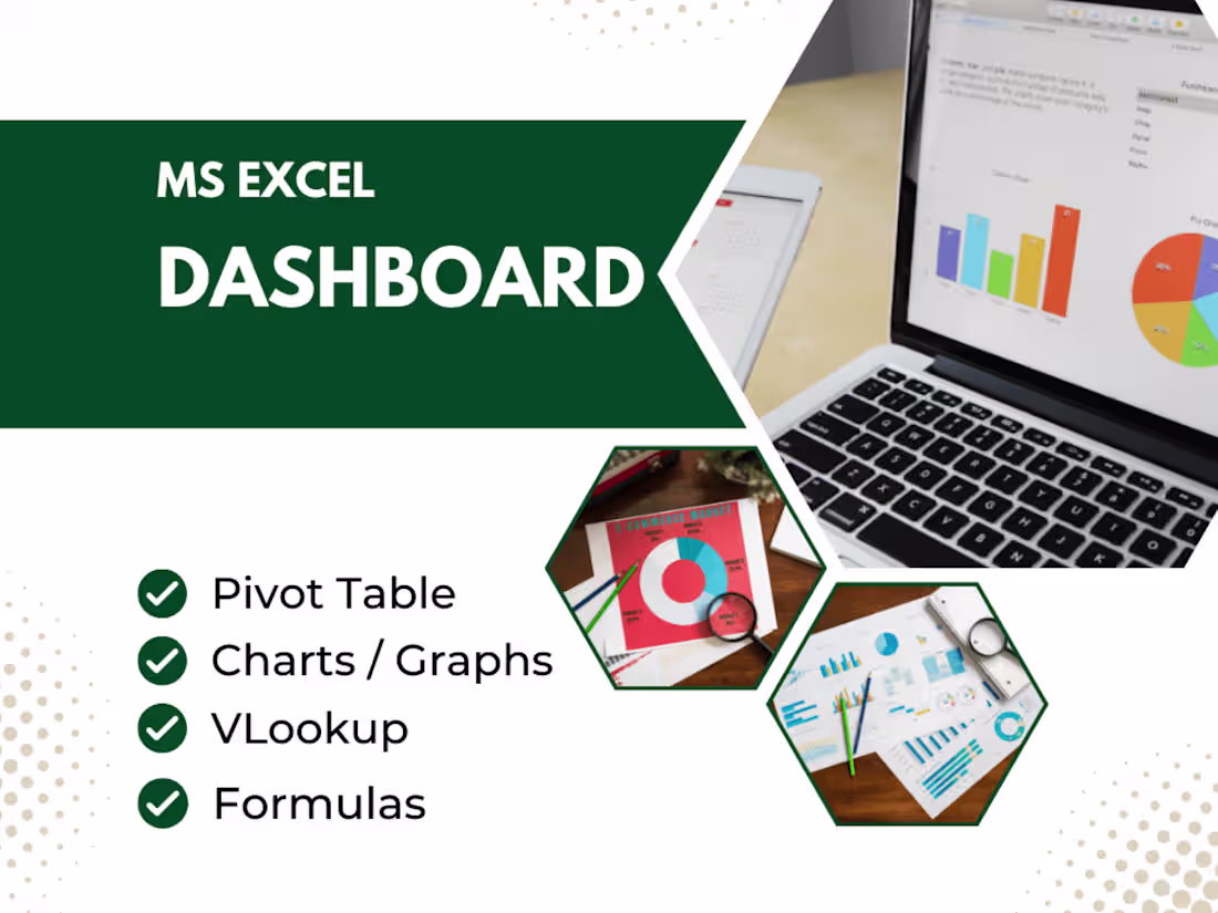 Cover image for Excel Dashboard, Data Visualization, Charts, Graphs, Pivot Table