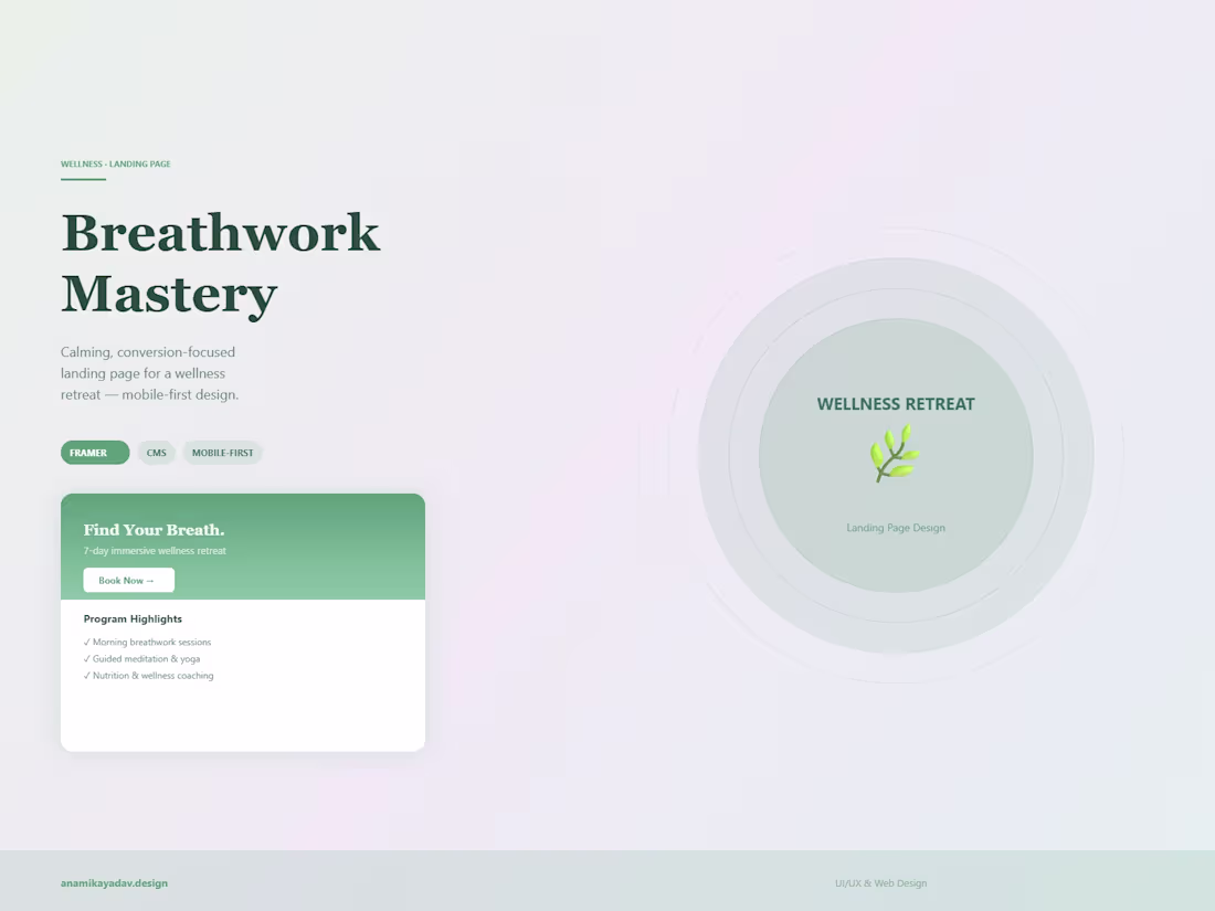 Cover image for Breathwork Mastery — Wellness Landing Page