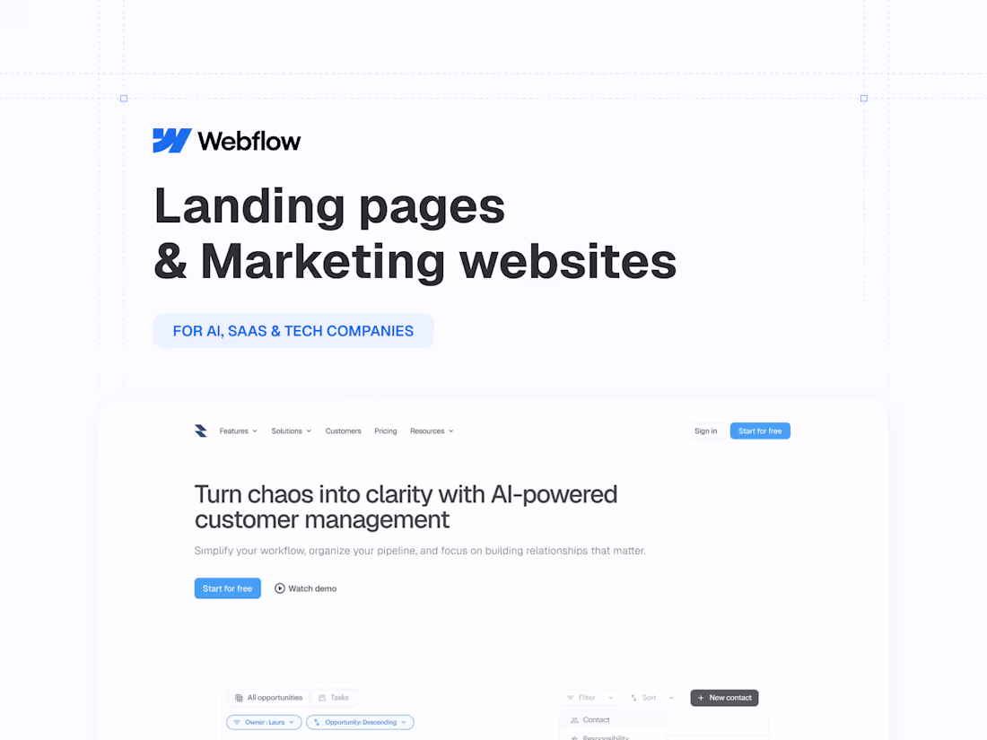 Cover image for Marketing sites & Landing pages for tech companies