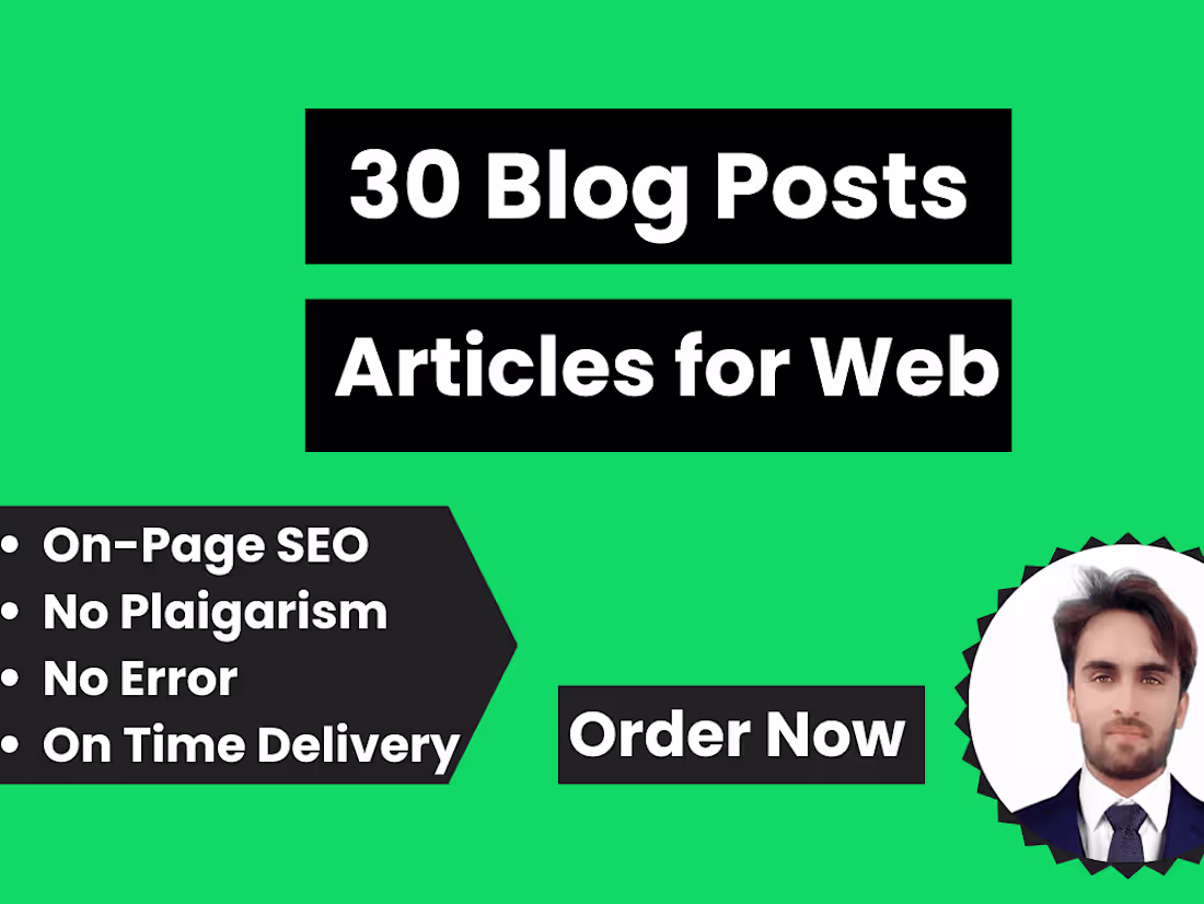 Cover image for I will write and post 30 SEO blog posts articles monthly