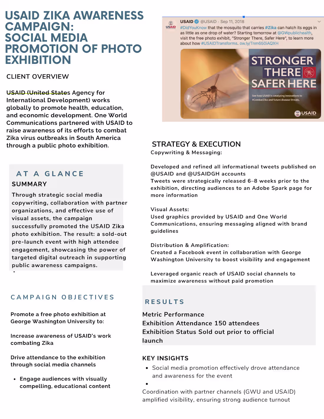 Cover image for OneWorld Communications/USAID: USAID’s Zika Awareness Exhibit