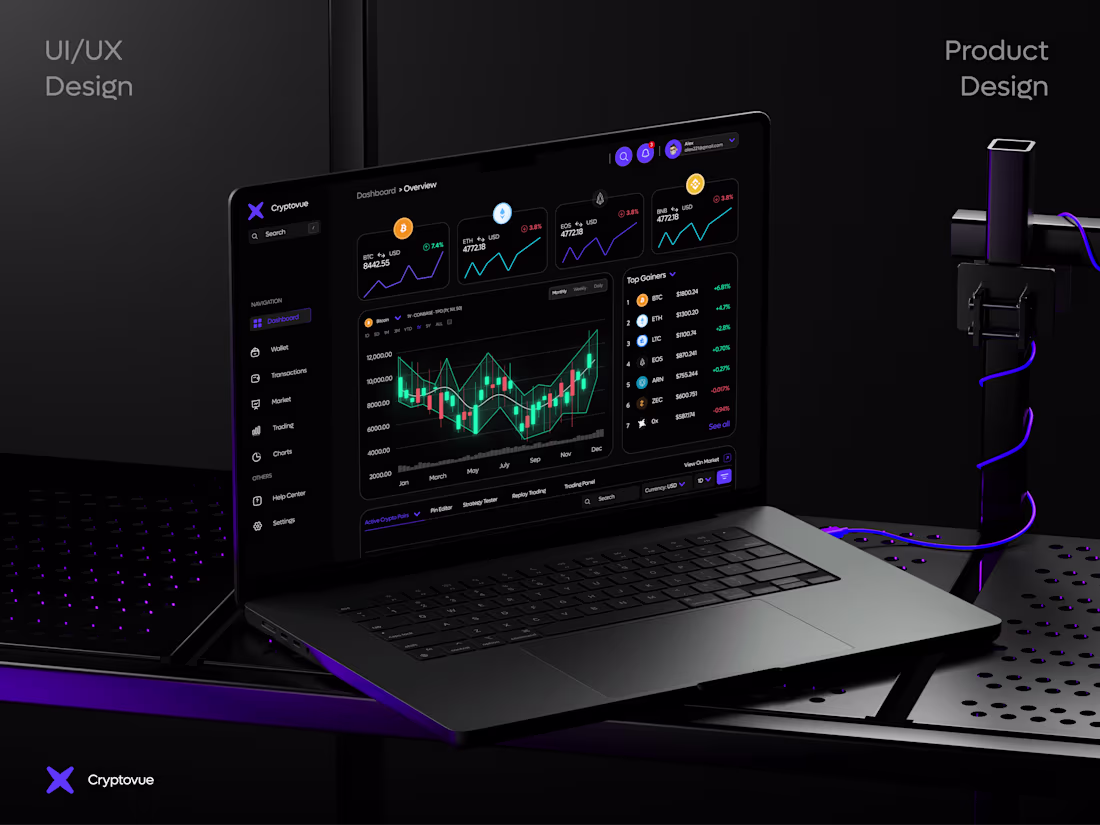 Cover image for CryptoVue – Modern Crypto Trading Dashboard UI