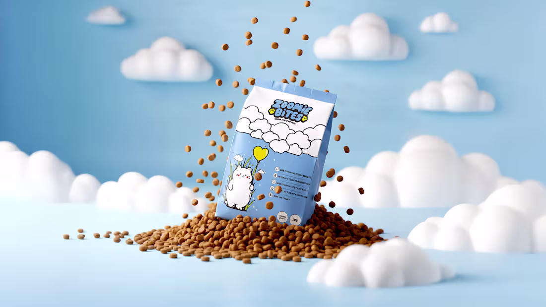 Cover image for Zoomie Bites: Fun Pet-Treat Packaging Design