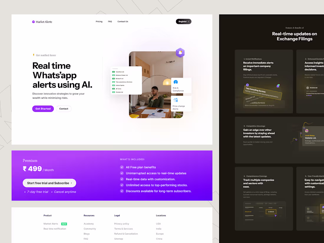 Cover image for Market Alertz Website by Praveen N for Pepperistic Studio