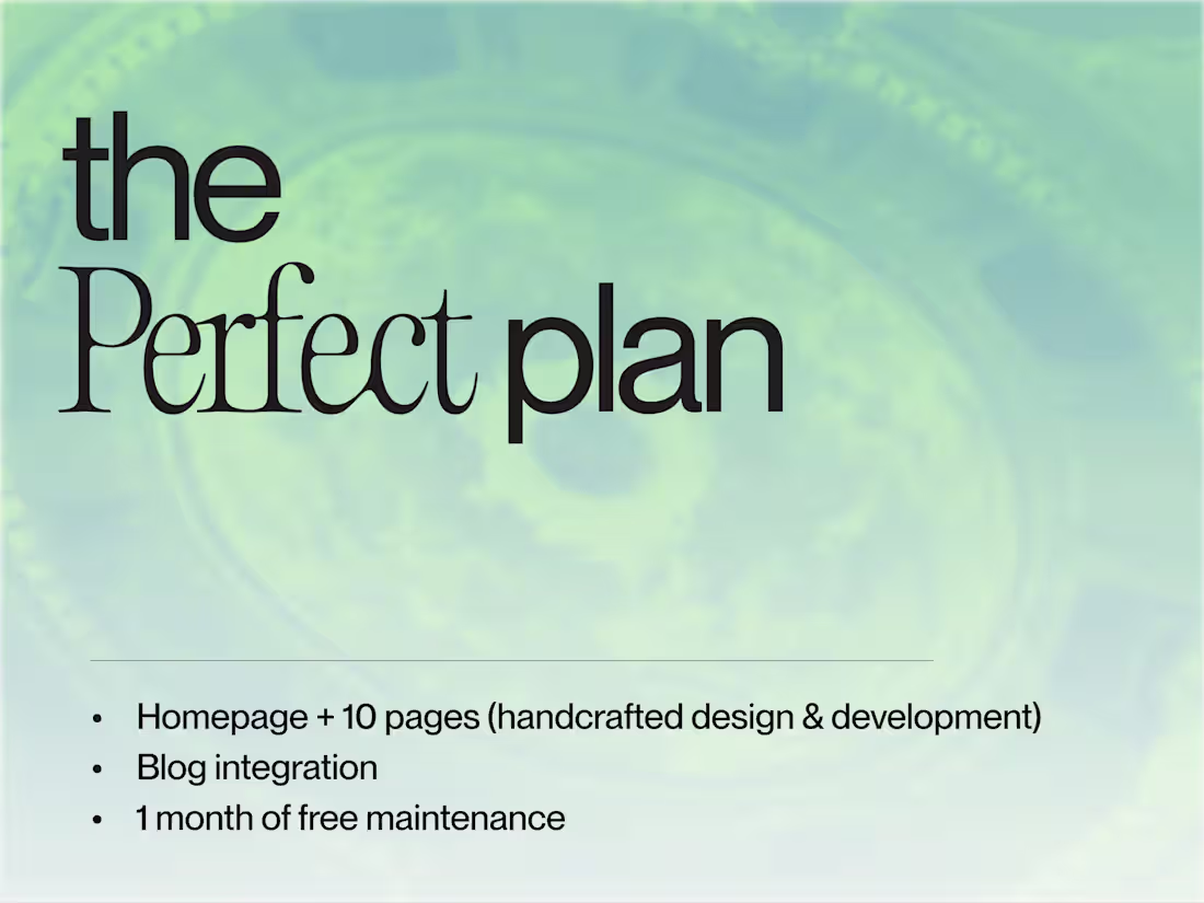 Cover image for the Perfect Plan — 10 handcrafted pages, blog integration & SEO