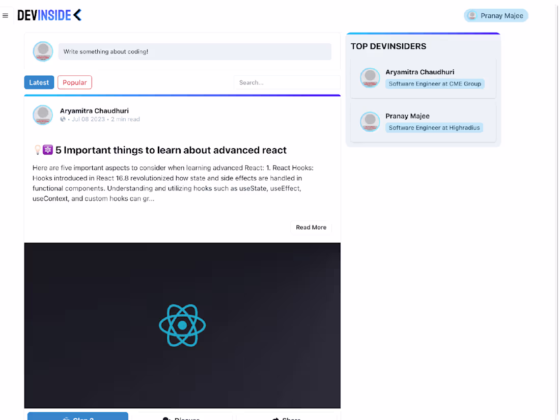 Cover image for Full Stack Forum Application for Developers🧑‍💻