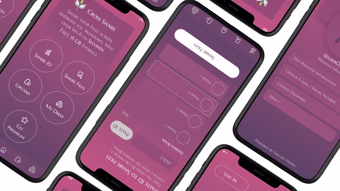 Cover image for Cross Share By Falcon Vision UI UX Design