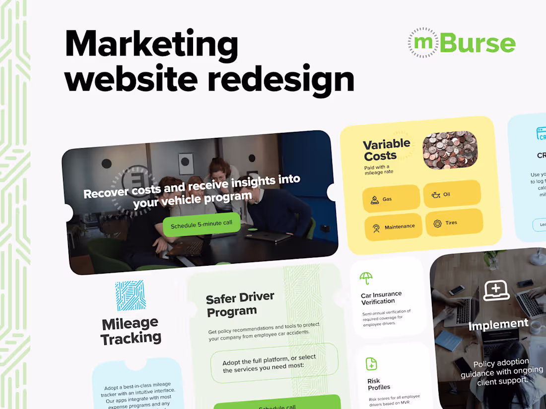 Cover image for mBurse. Marketing website redesign.