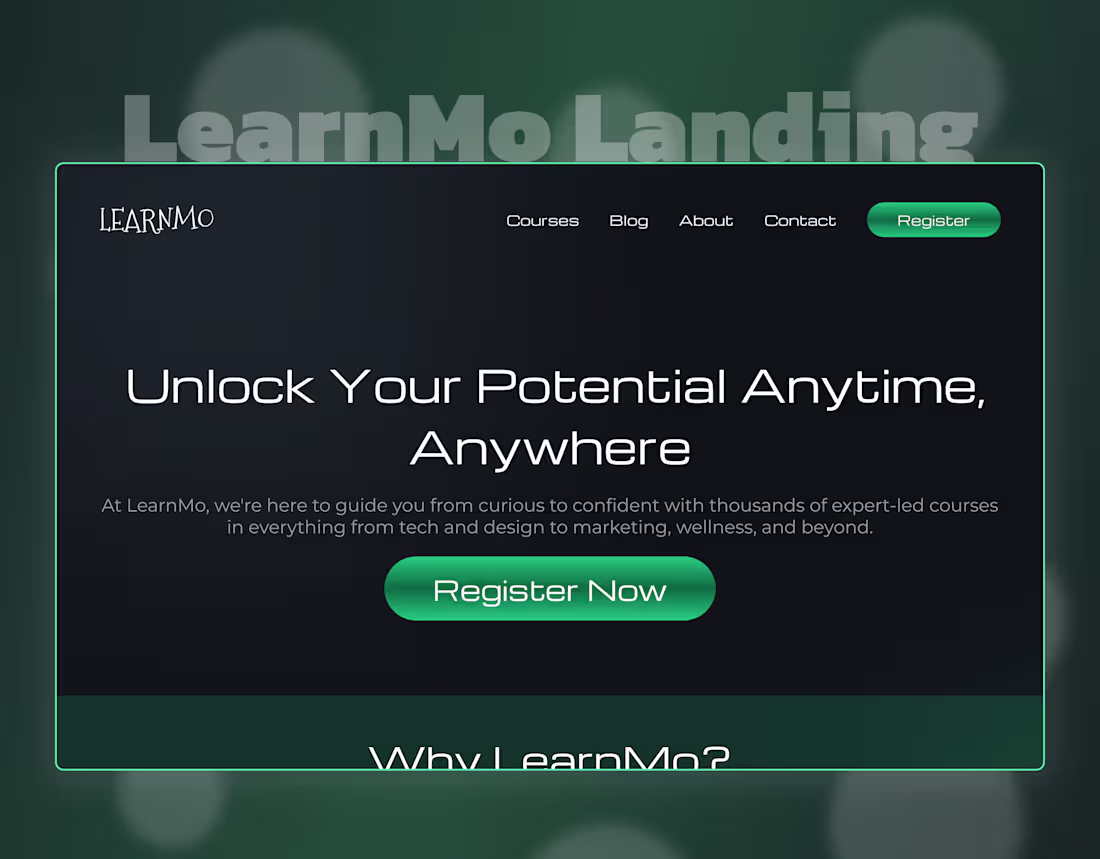 Cover image for LearnMo - Figma & Framer Landing Page
