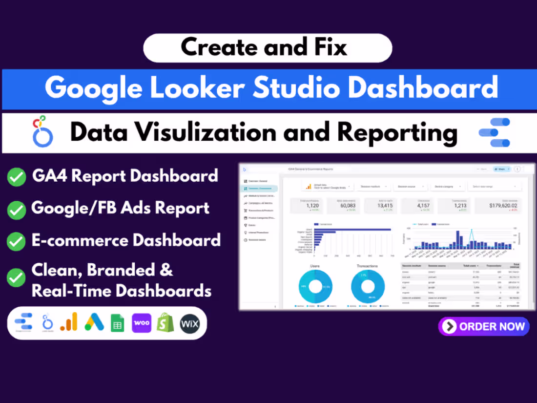 Cover image for You will get google looker studio,data studio dashboards ga4 ads
