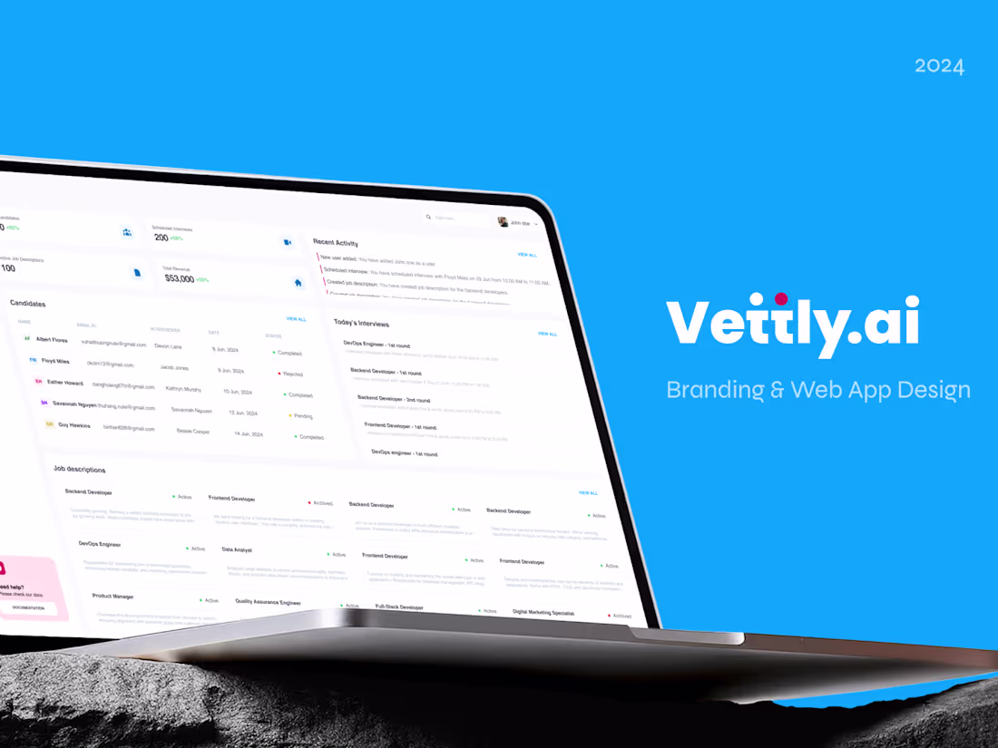 Cover image for Cohesive Branding and Web App UI for Vettly.ai