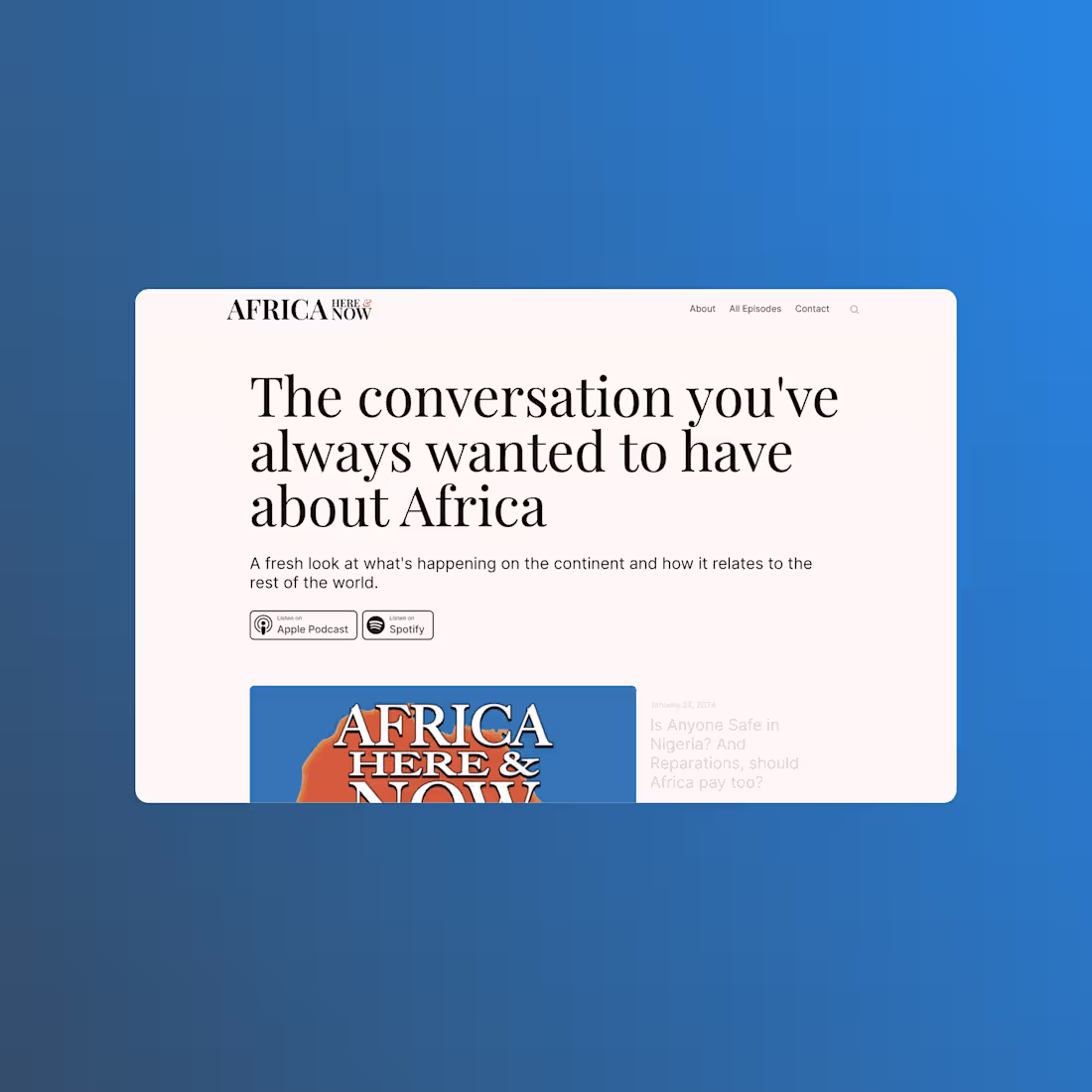 Cover image for Africa Here and Now Framer build