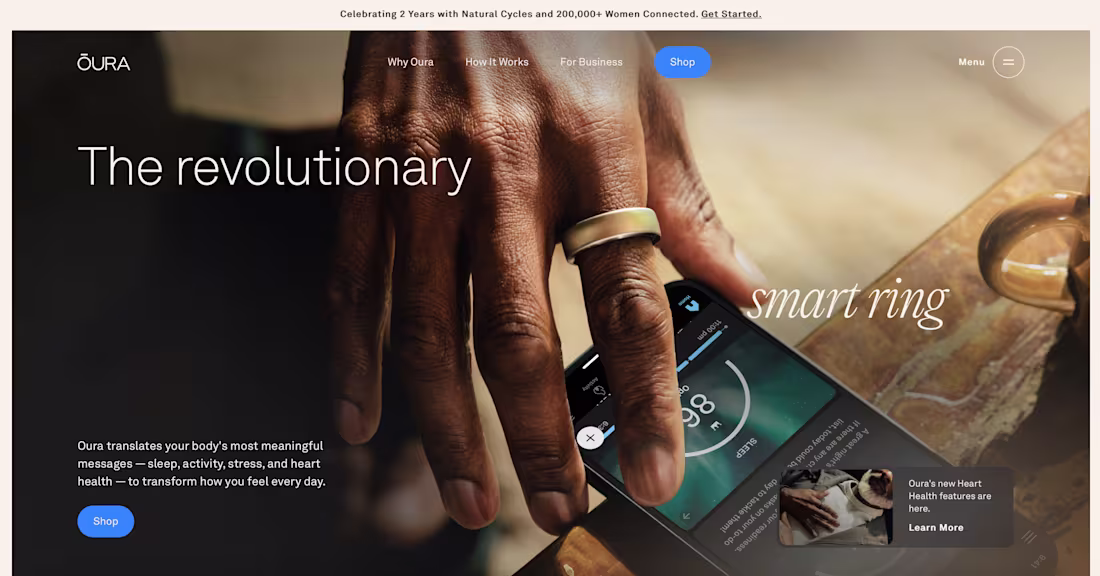 Cover image for Oura Ring - Smart ring for fitness, stress, sleep, and health.