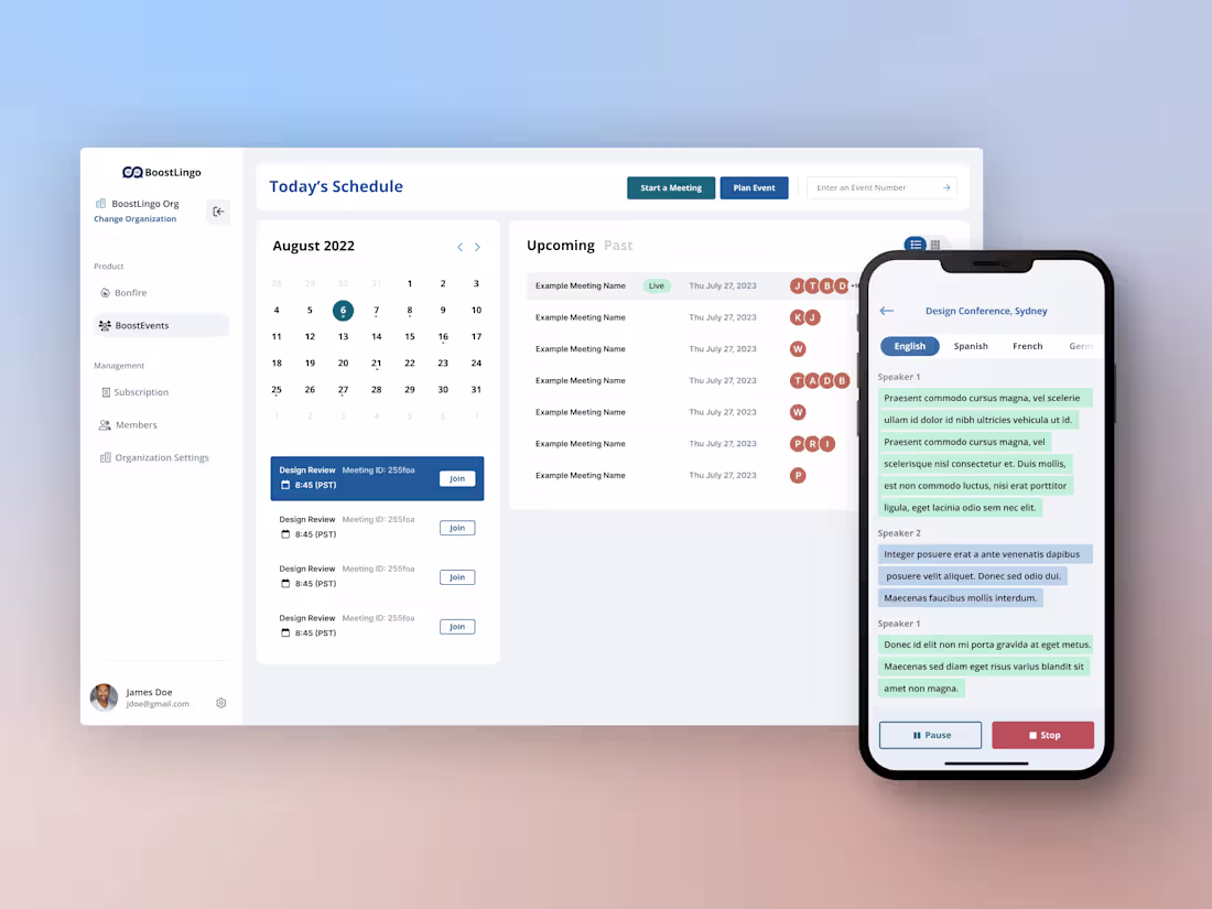 Cover image for Boostlingo AI Translation App Experience (UX, UI, Mobile)