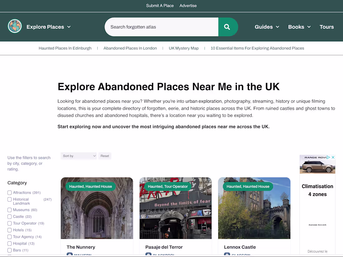 Cover image for Directory for Abandoned & Haunted places in the UK