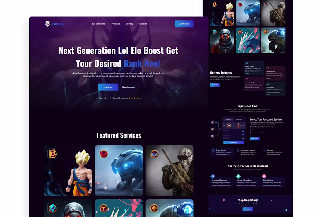 Cover image for Game Booster: Website UI Design in Figma