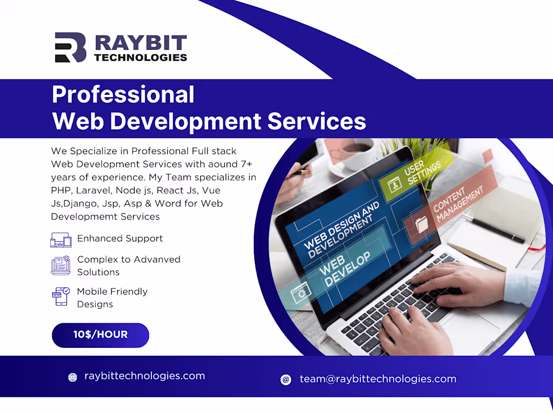 Cover image for Professional full stack web dev. service with 7+ years of exp