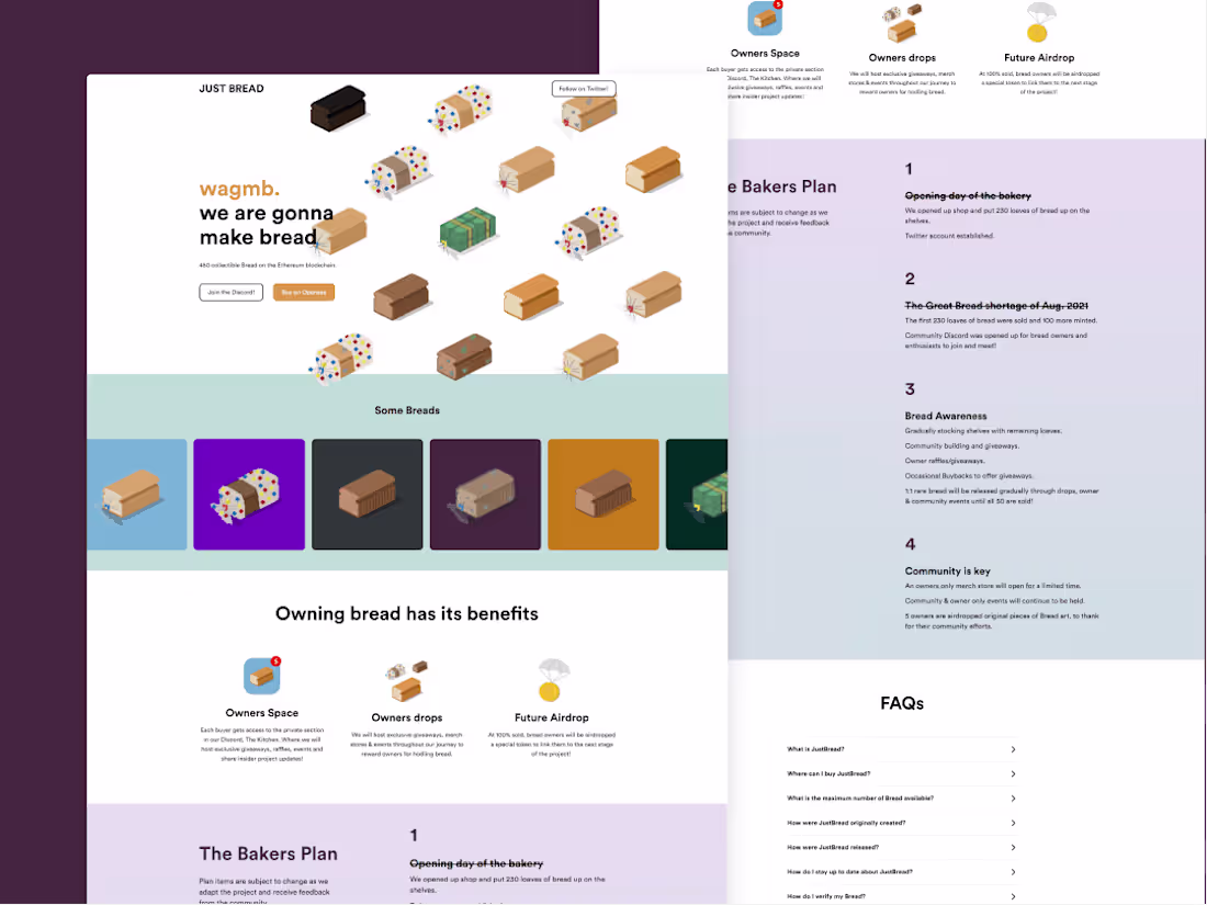 Cover image for JustBread NFT Collection website