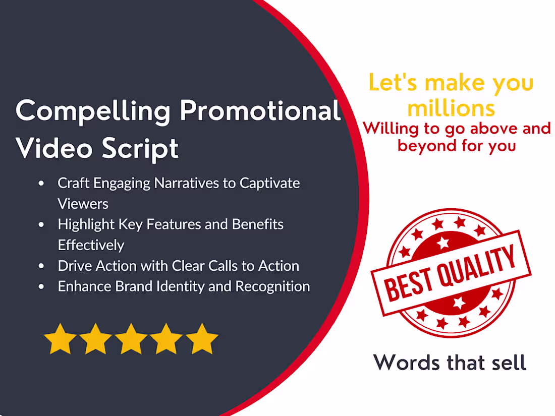 Cover image for Promotional Video Script writing 