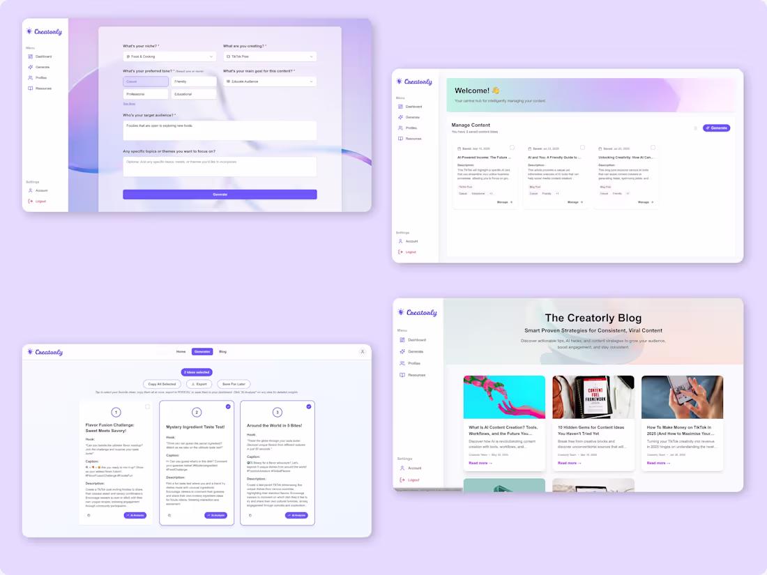 Cover image for Here's a new AI tool I built — Creatorly. It's an AI content...