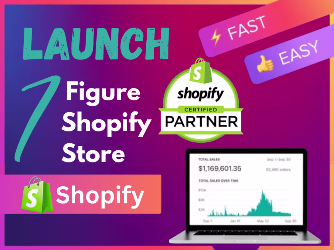 Cover image for Launch branded 7 figure shopify dropshipping store or website