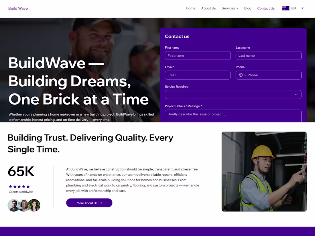 Cover image for End-to-End Building Construction Services Website