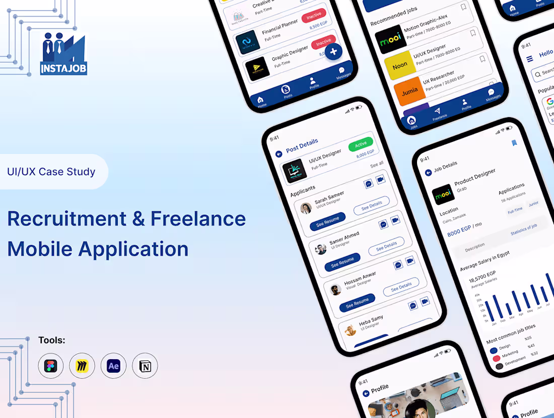 Cover image for Recruitment & Freelance app UI/UX Case Study :: Behance