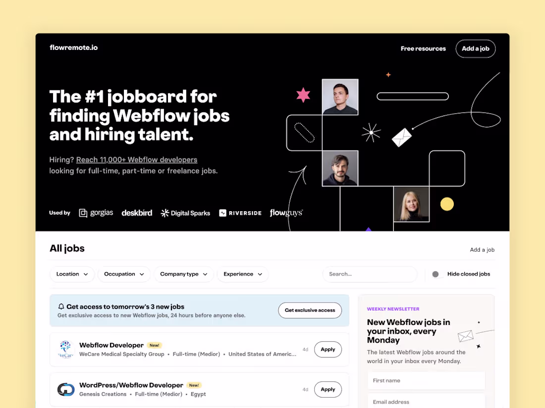 Cover image for World's largest Webflow job board