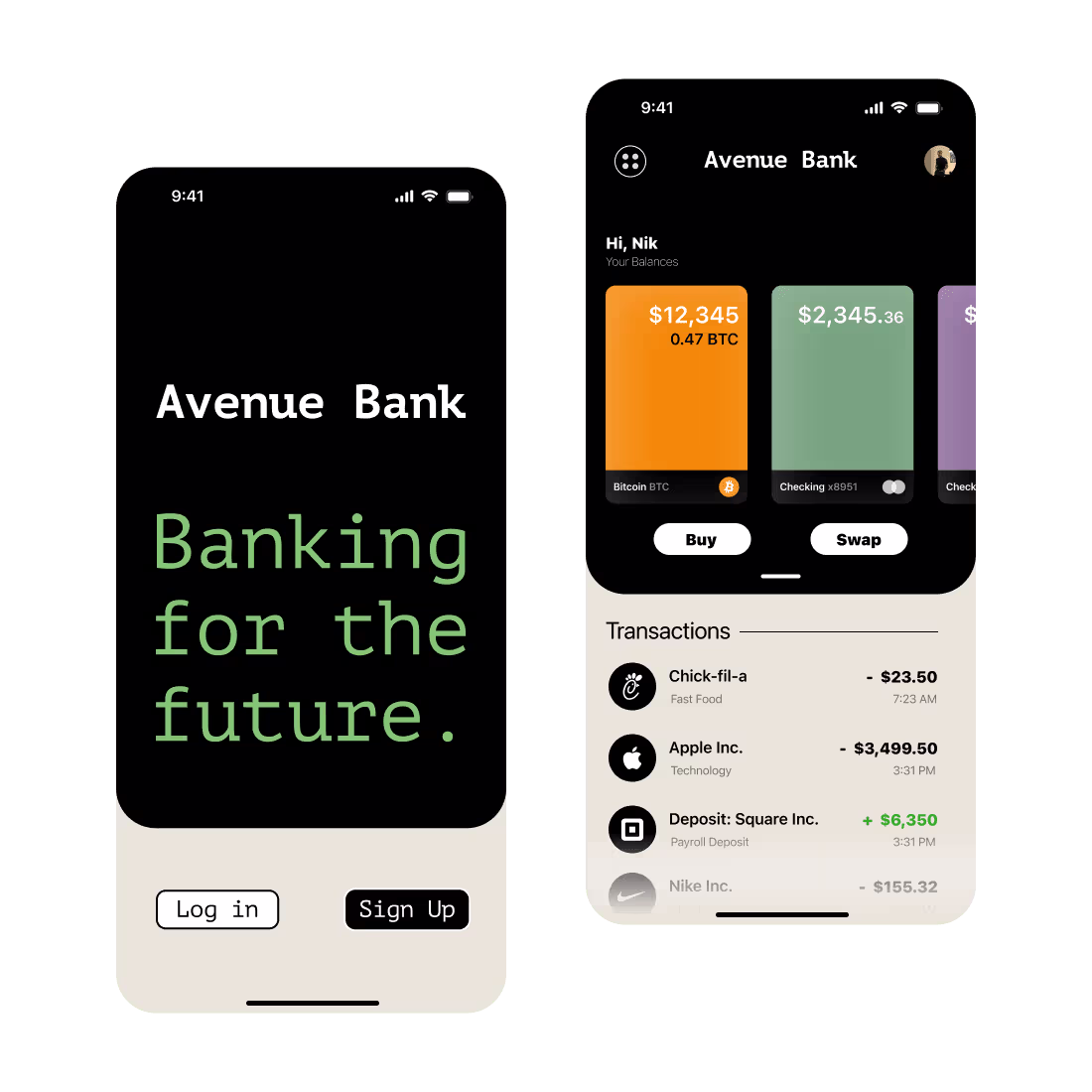 Cover image for Avenue Bank - TradFi & DeFi App Concept