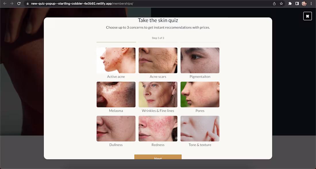 Cover image for (NDA project) — Skin Quiz